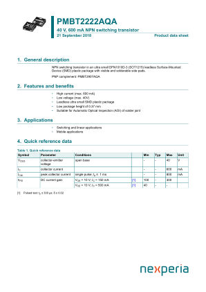 PMBT2222AQAZ datasheet cover page