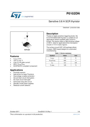 P0102DN datasheet cover page