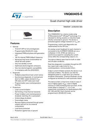 VNQ6040S-E 数据手册首页