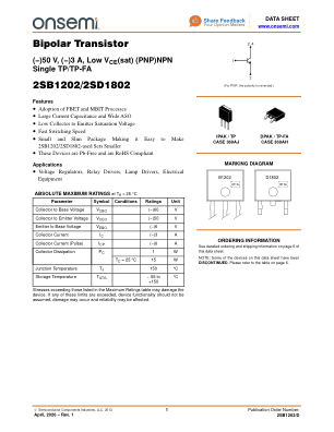 2SB1202 datasheet cover page