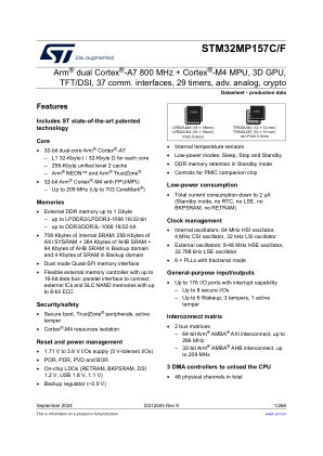 STM32MP157C 数据手册首页