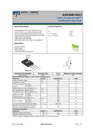 AOK30B135C1 datasheet cover page