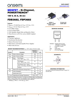 FDP3682 datasheet cover page