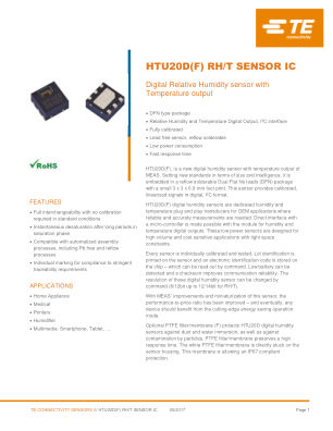 HTU20DF 数据手册首页
