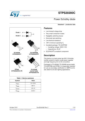 STPS20200C 数据手册首页