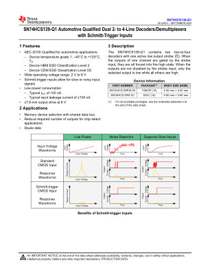 SN74HCS139-Q1 数据手册首页
