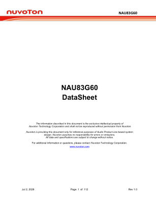 NAU83G60 数据手册首页