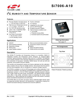 SI7006-A10-IM1 datasheet cover page