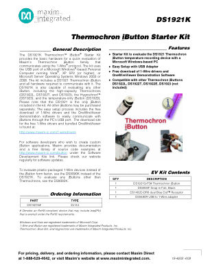 DS1921K datasheet cover page