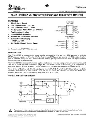 TPA6100A2 数据手册首页