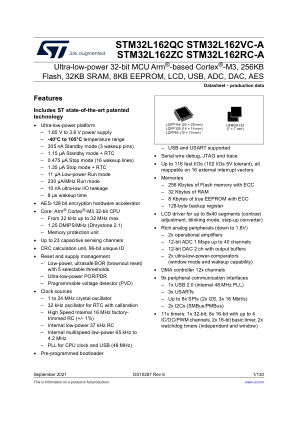 STM32L162QC 数据手册首页