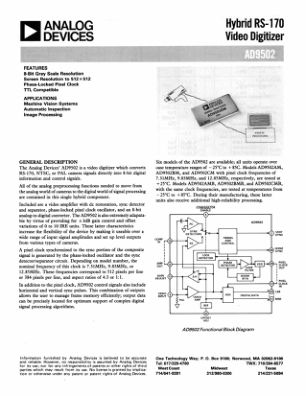 AD9502 datasheet cover page