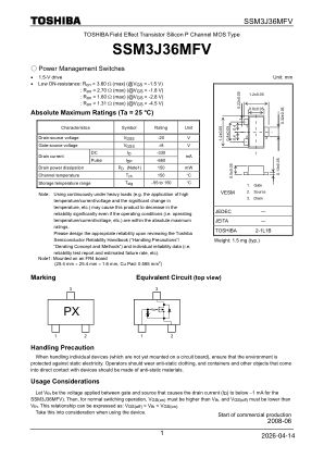 SSM3J36MFV 数据手册首页