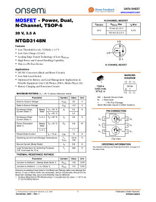 NTGD3148N 数据手册首页