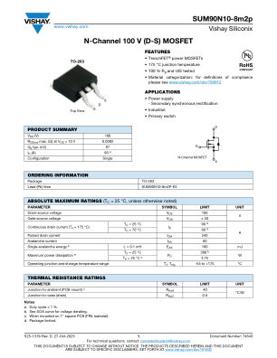 SUM90N10-8M2P 数据手册首页