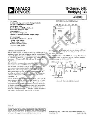 AD8600 数据手册首页
