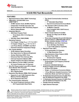 TMS470R1A384 datasheet cover page