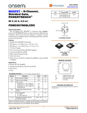 FDMC007N08LCDC datasheet cover page