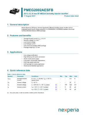 PMEG2002AESFBYL datasheet cover page