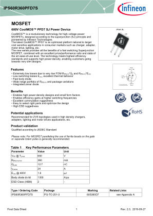 IPS60R360PFD7S datasheet cover page