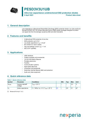 PESD3V3U1UB datasheet cover page