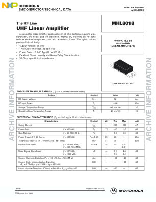 MHL8018 datasheet cover page