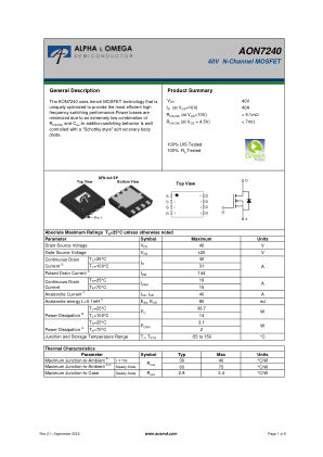 AON7240 datasheet cover page