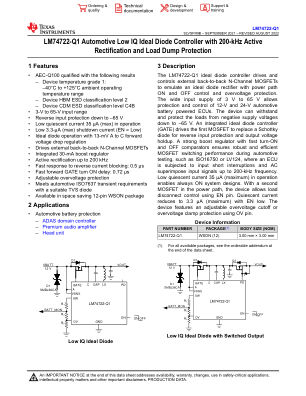 LM74722-Q1 datasheet cover page