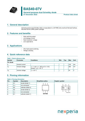 BAS40-07V datasheet cover page