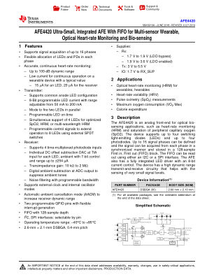 AFE4420 datasheet cover page