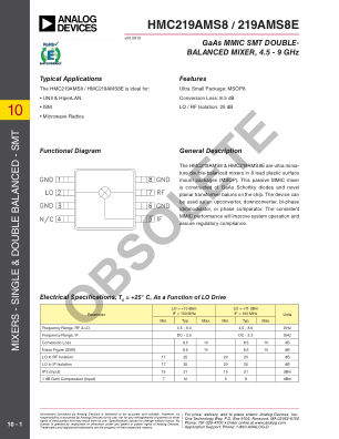 HMC219A datasheet cover page