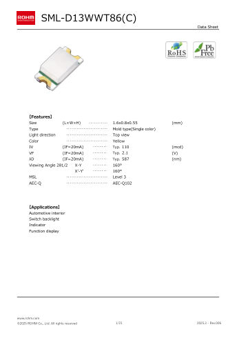 SML-D13WWT86 datasheet cover page