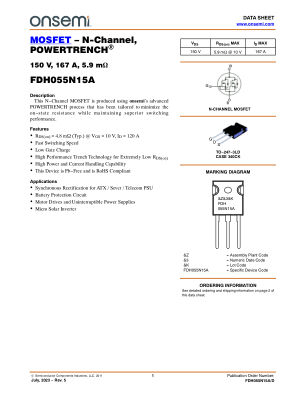 FDH055N15A datasheet cover page