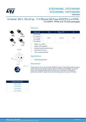 STB21N65M5 datasheet cover page