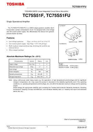 TC75S51FU datasheet cover page