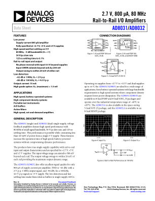 AD8031 数据手册首页