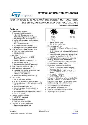 STM32L063C8 datasheet cover page