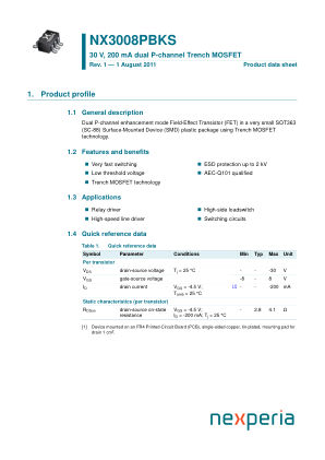 NX3008PBKS 数据手册首页