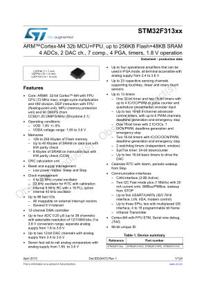 STM32F313CC datasheet cover page