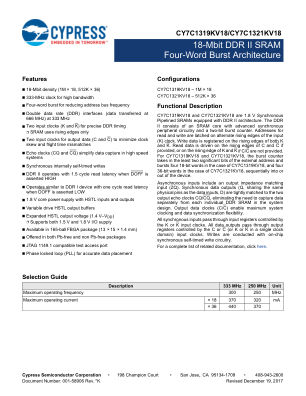 CY7C1319KV18 datasheet cover page