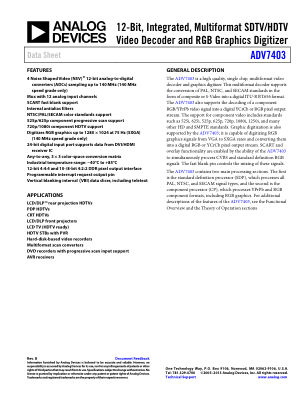 ADV7403 datasheet cover page
