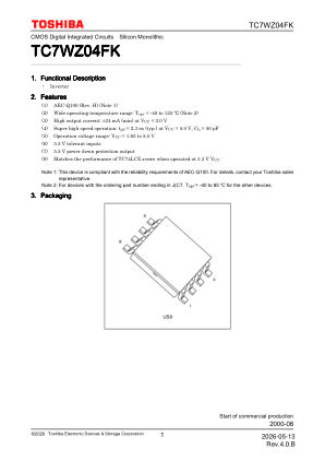 TC7WZ04FK datasheet cover page