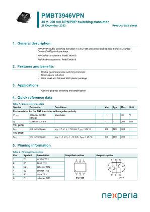 PMBT3946VPN datasheet cover page