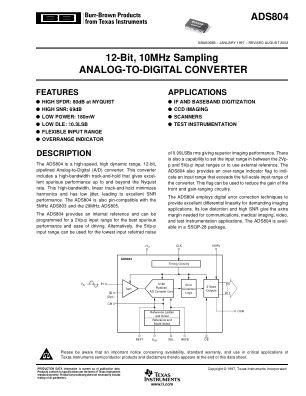 ADS804 datasheet cover page