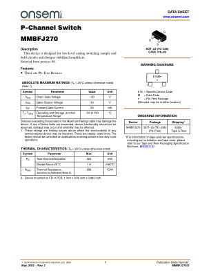 MMBFJ270 数据手册首页