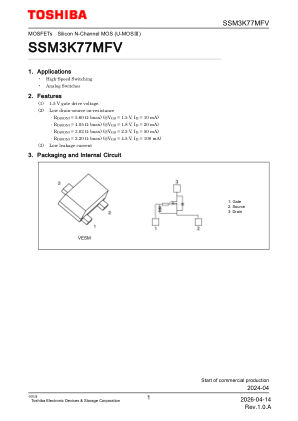 SSM3K77MFV datasheet cover page