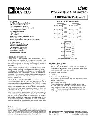 ADG431 数据手册首页