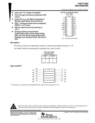 74ACT11004 datasheet cover page
