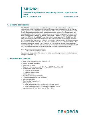74HC161D datasheet cover page