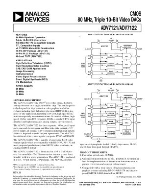 ADV7122 数据手册首页